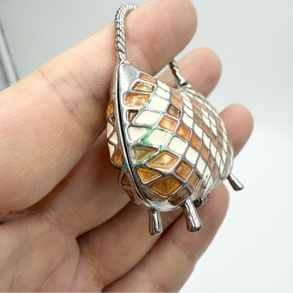 Vintage Enamel Diamond Jewelry Purse Handbag Charm Bag Pendant - Picture 8 of 9